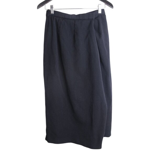 Vintage Anne Klein Black Midi 100% Wool Pencil High Rise Skirt Size 10 - Picture 3 of 6